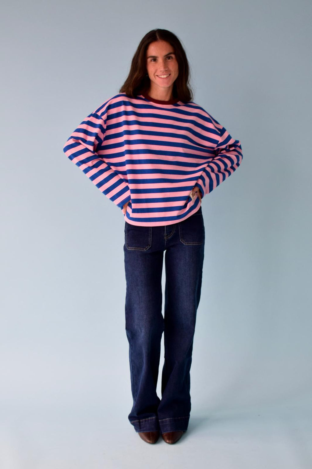 T-Shirt Núria Bleu Et Rose