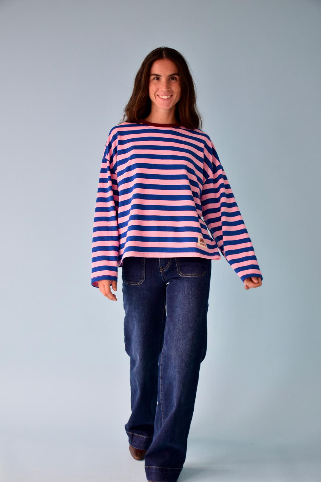 T-Shirt Núria Bleu Et Rose