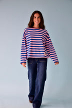 T-Shirt Núria Bleu Et Rose