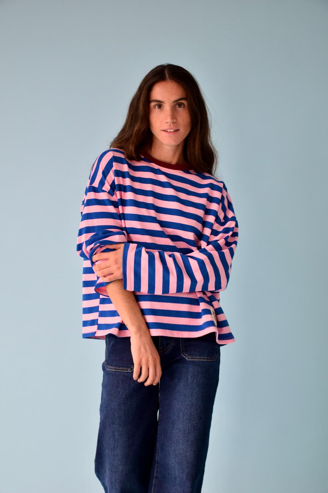 T-Shirt Núria Bleu Et Rose