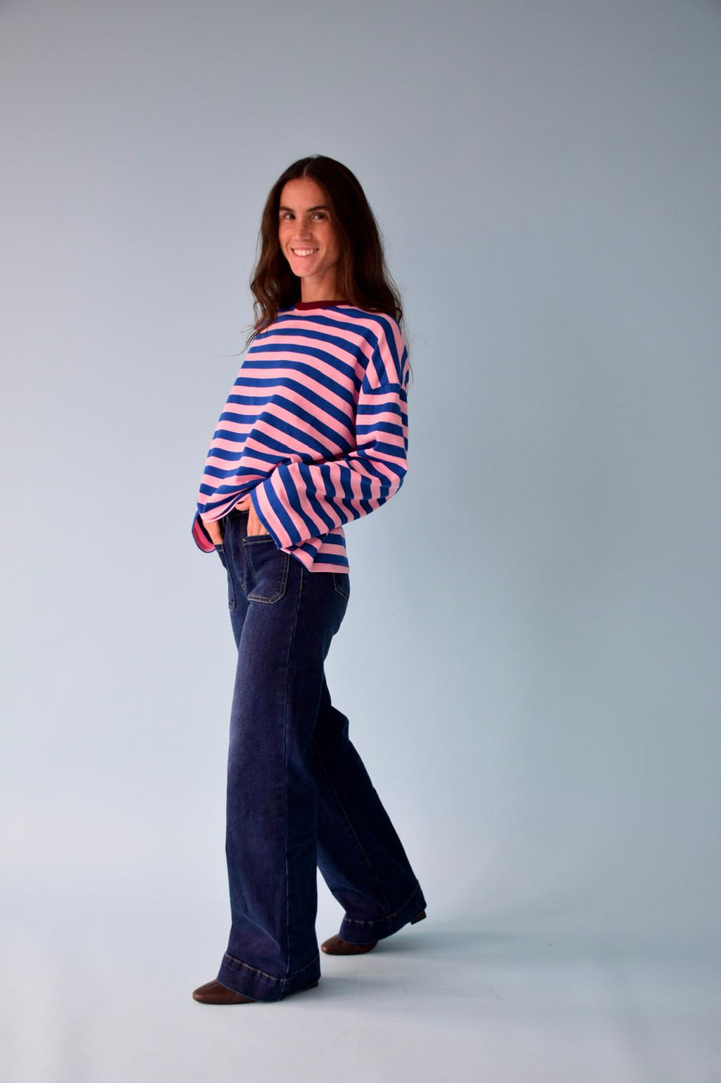 T-Shirt Núria Bleu Et Rose