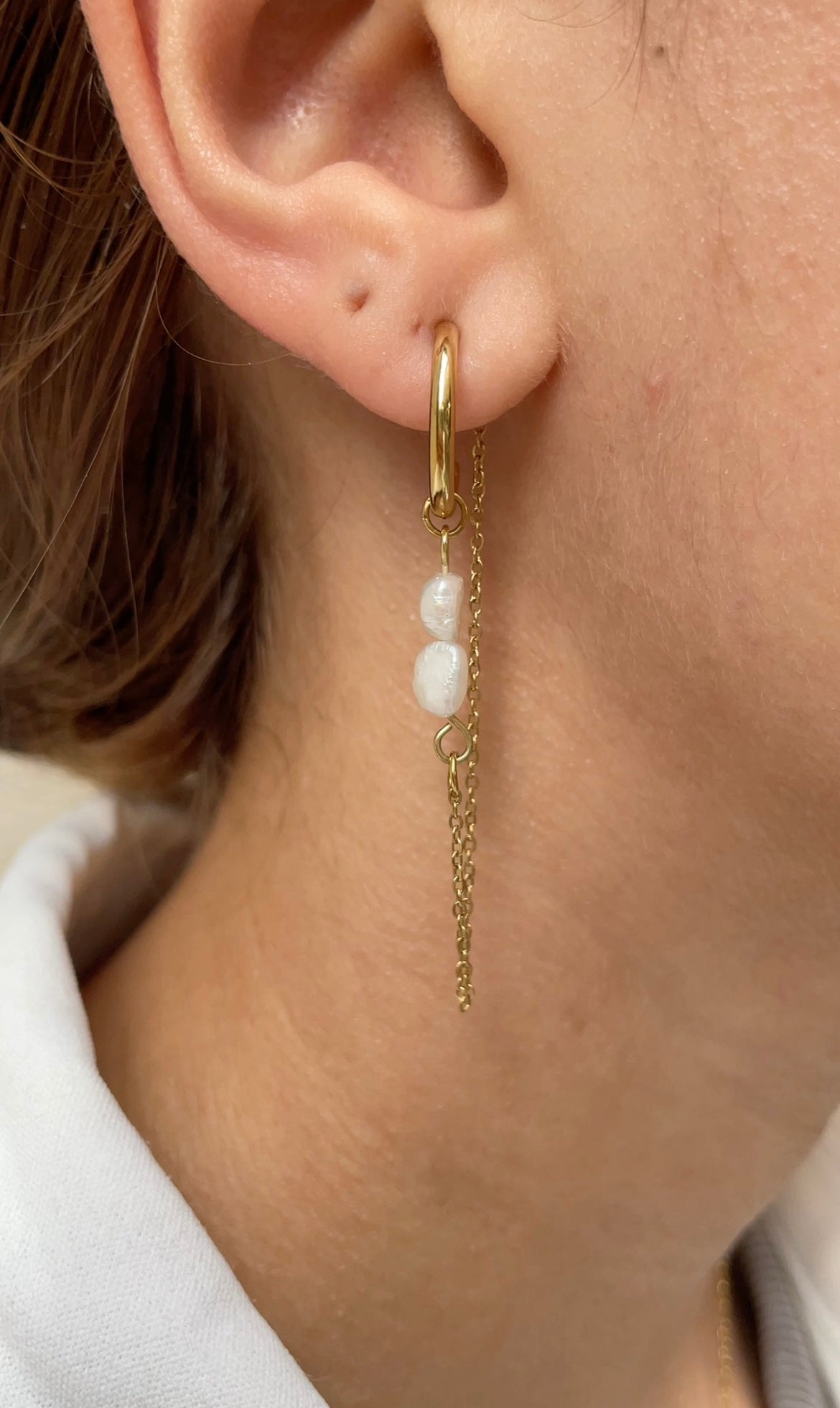 Boucles D'Oreilles Double Pearl