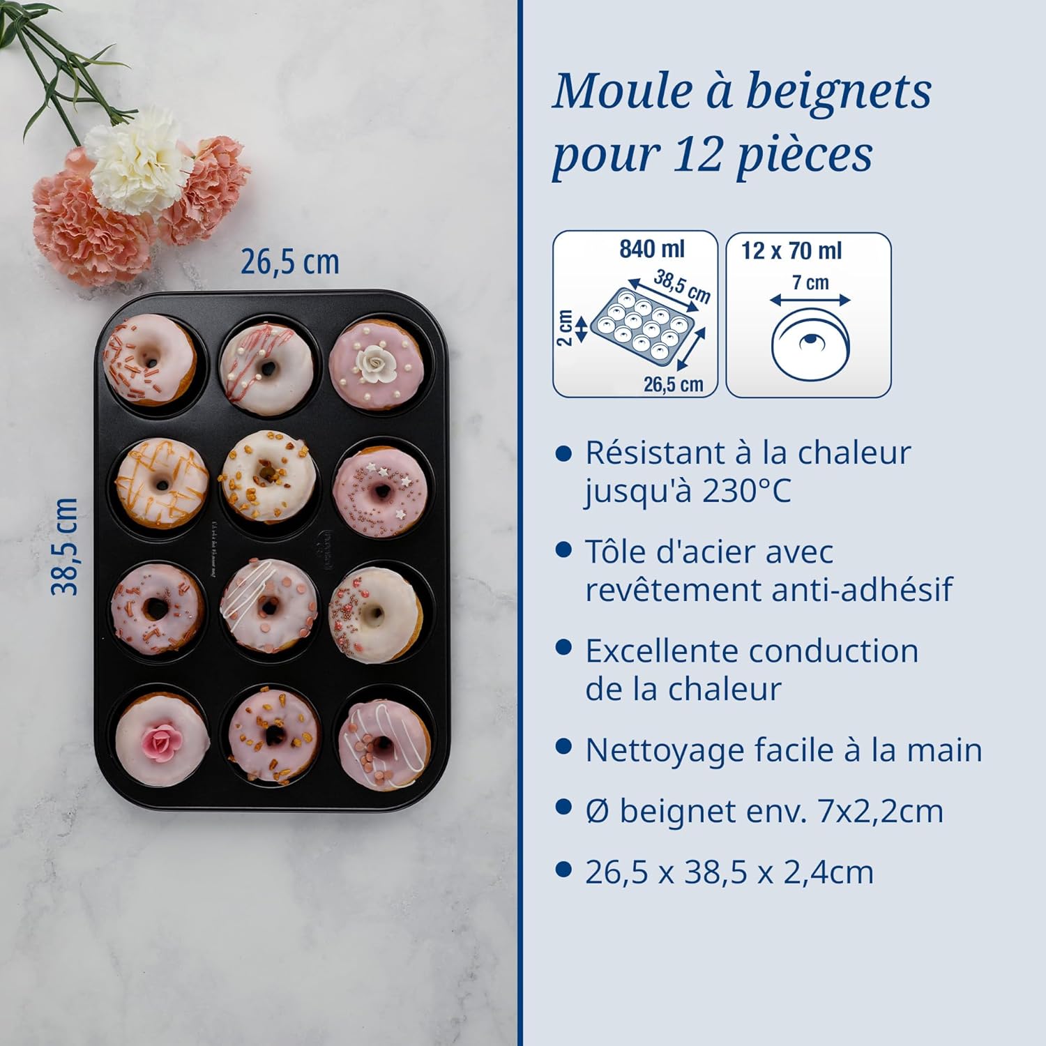 Dr Oetker - Ensemble De 2 Moules Donut Et Bagel 12 Empreintes 26,5 X 38,5 Cm Dr. Oetker Tradition - Noir