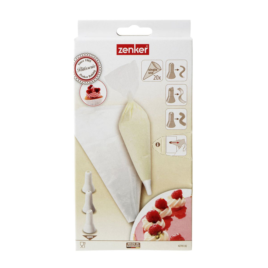 Zenker - Ensemble De 40 Poches À Douille Jetables Et 6 Embouts Plastique Réemployables 32 Cm Zenker Smart Pastry - Transparent