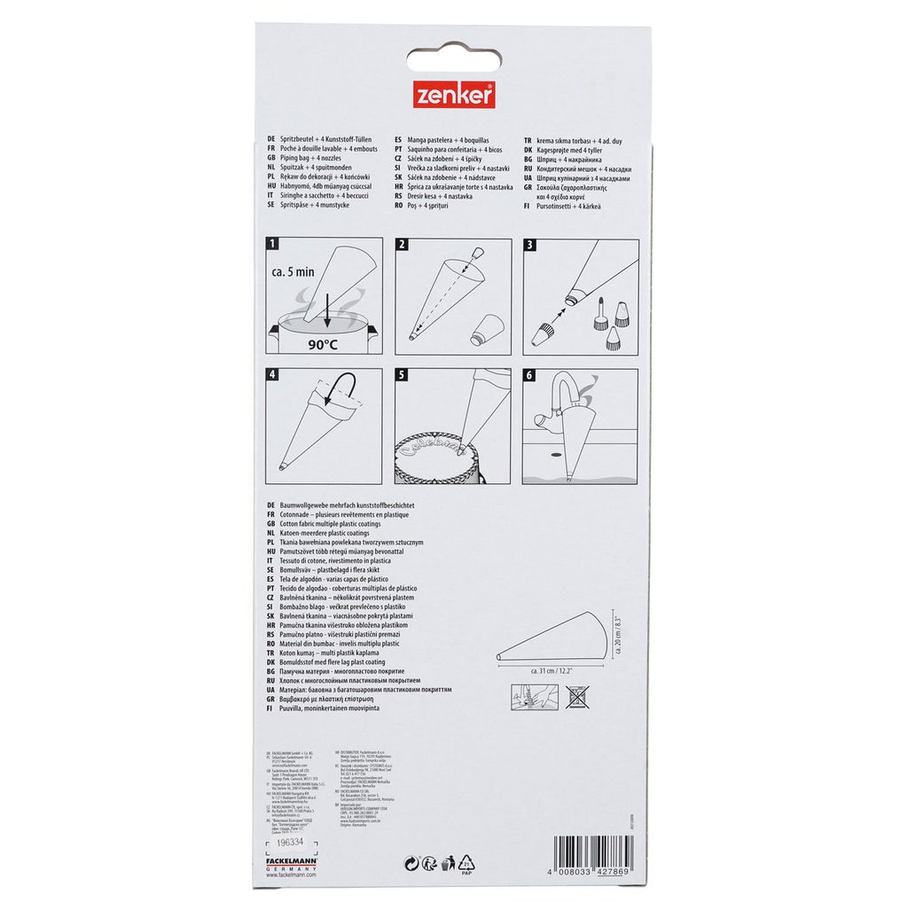 Zenker - Set De 2 Ustensiles De Pâtisserie Poche À Douille Avec Embouts Zenker Smart Pastry - Blanc