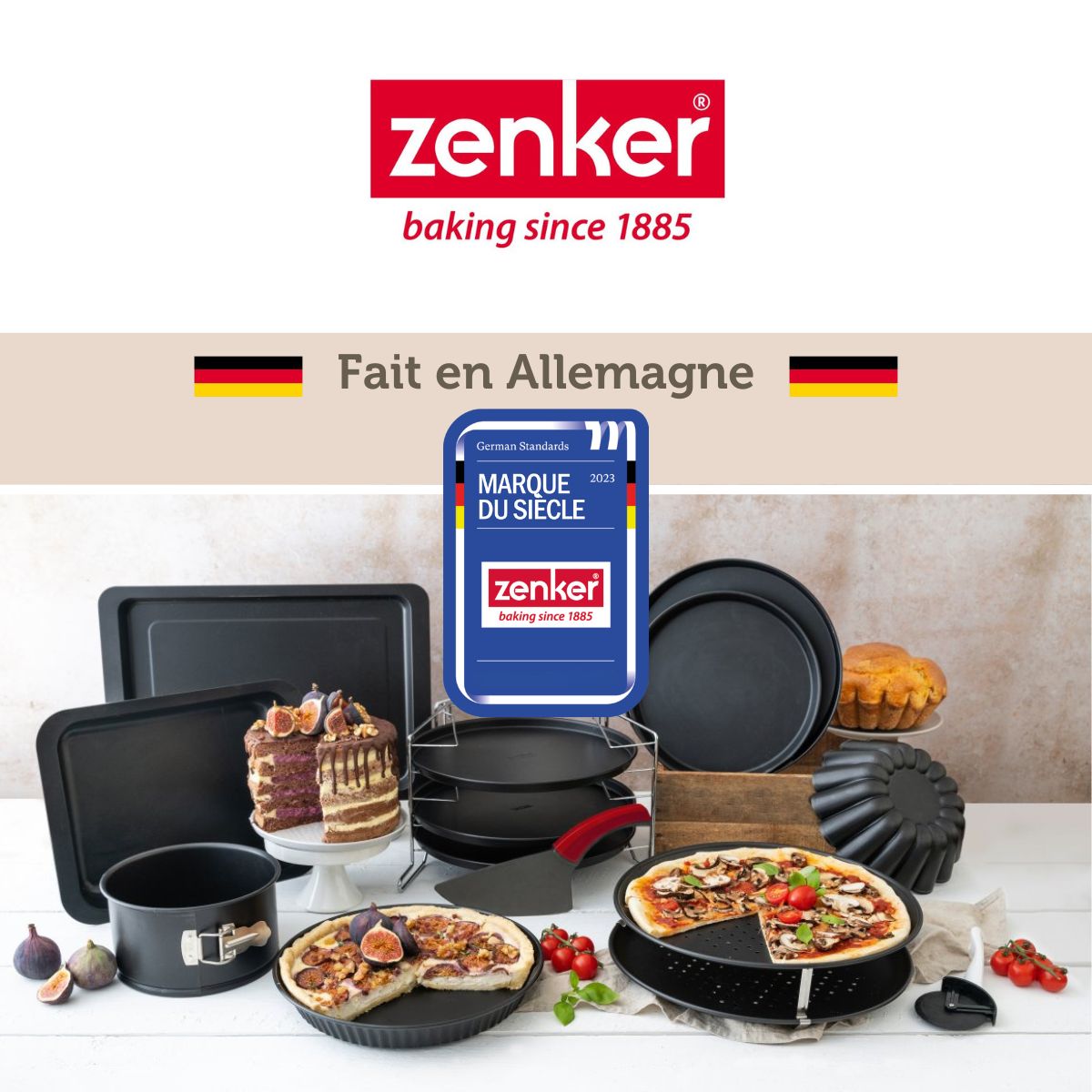 Zenker - Lot De 2 Plaques À Pizza Rectangulaires 42/29/2,5 Cm En Acier Spécial Crountries Spécial Crountries Zenker Spécial Crountries - Noir