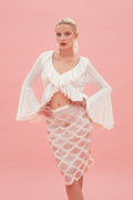 Haut En Maille À Volants En Chiffon - Blanc