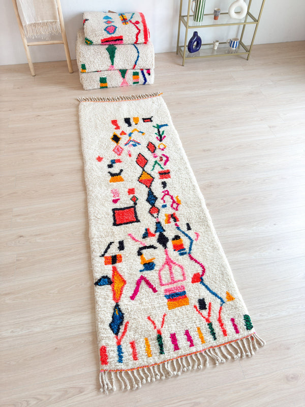 Tapis De Couloir Berbère Coloré - 87 X 253 Cm - N°1942