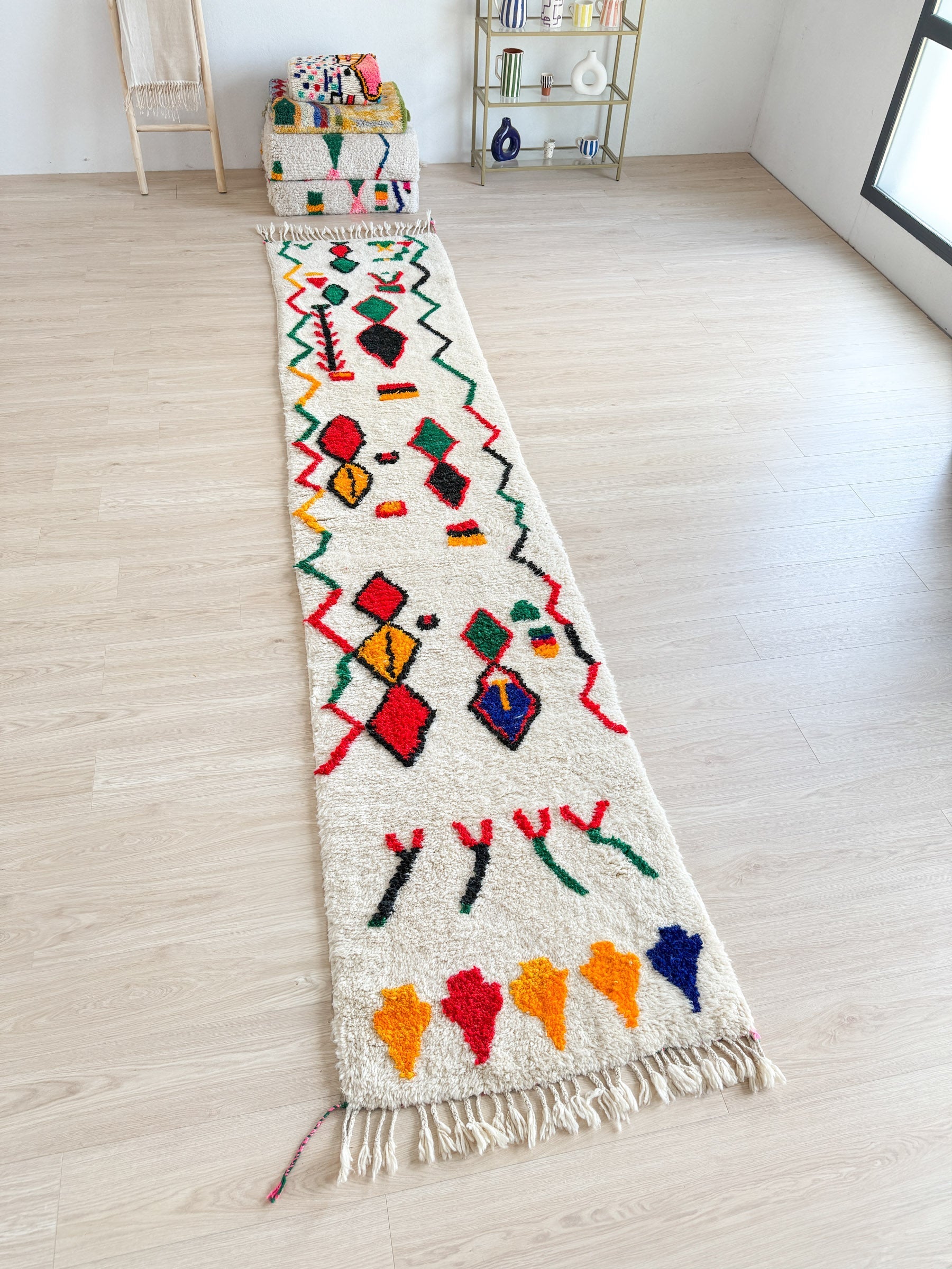 Tapis De Couloir Berbère Coloré 88 X 430 Cm - N°1989