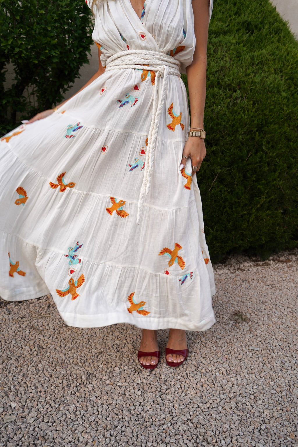Robe Gold Bird Blanche