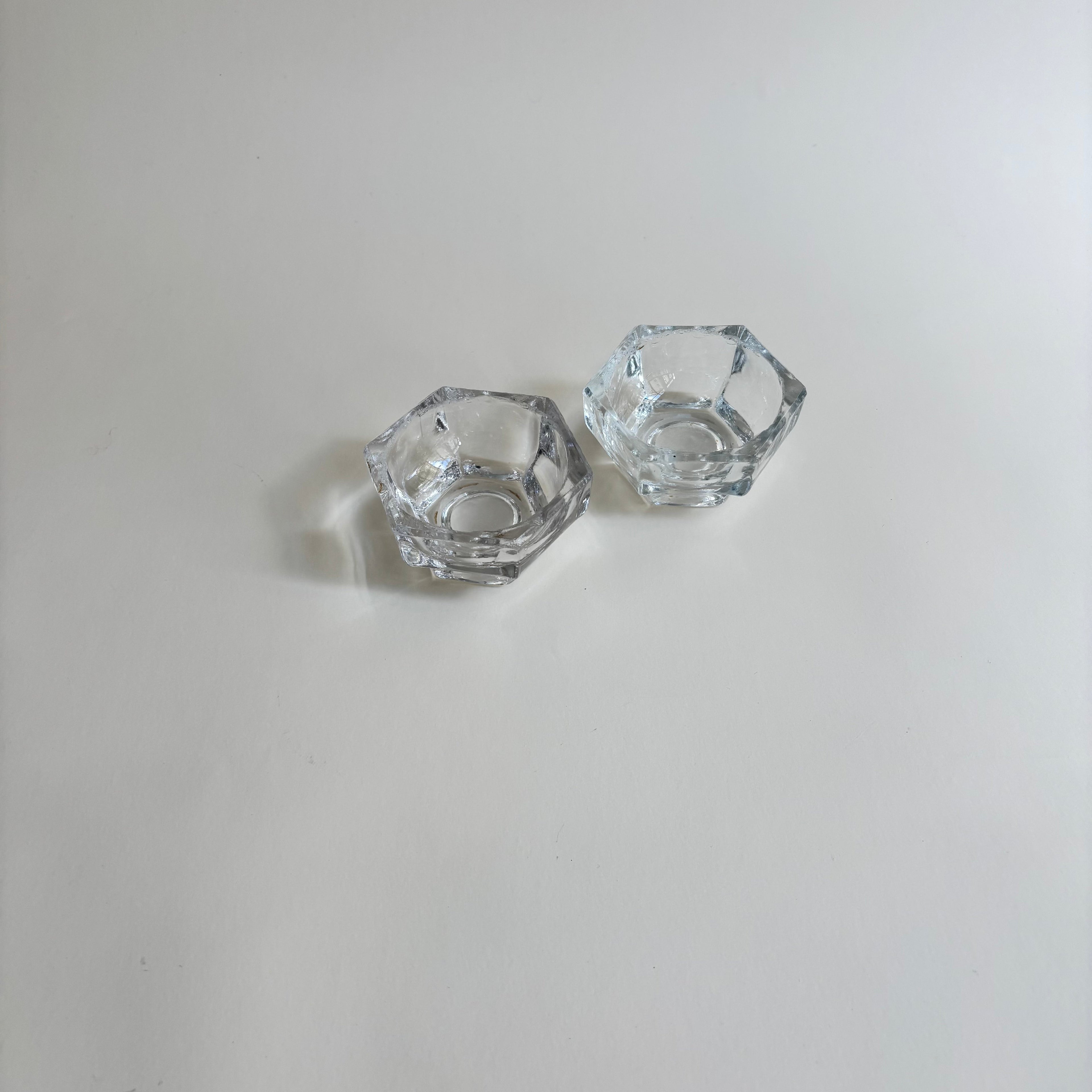 Paire De Bougeoirs En Verre Vintage