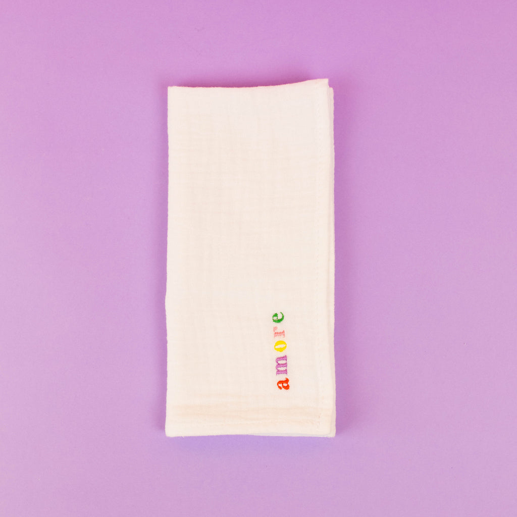 Serviette de table brodée en gaze de coton - Summer - INSIDE Box - Shop - Conseil