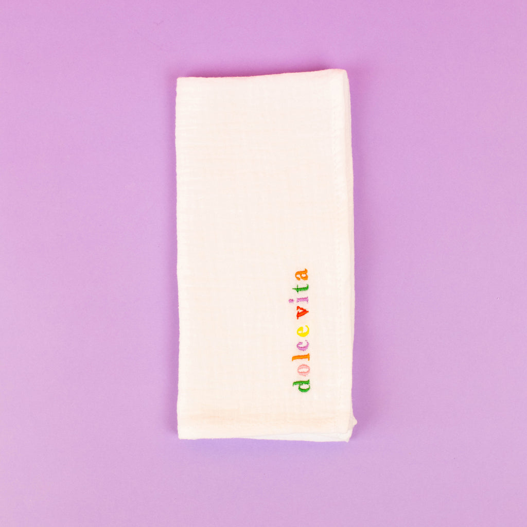 Serviette de table brodée en gaze de coton - Summer - INSIDE Box - Shop - Conseil