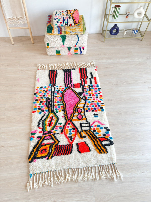 Tapis Berbère Coloré 107 X 189 Cm - N°2209