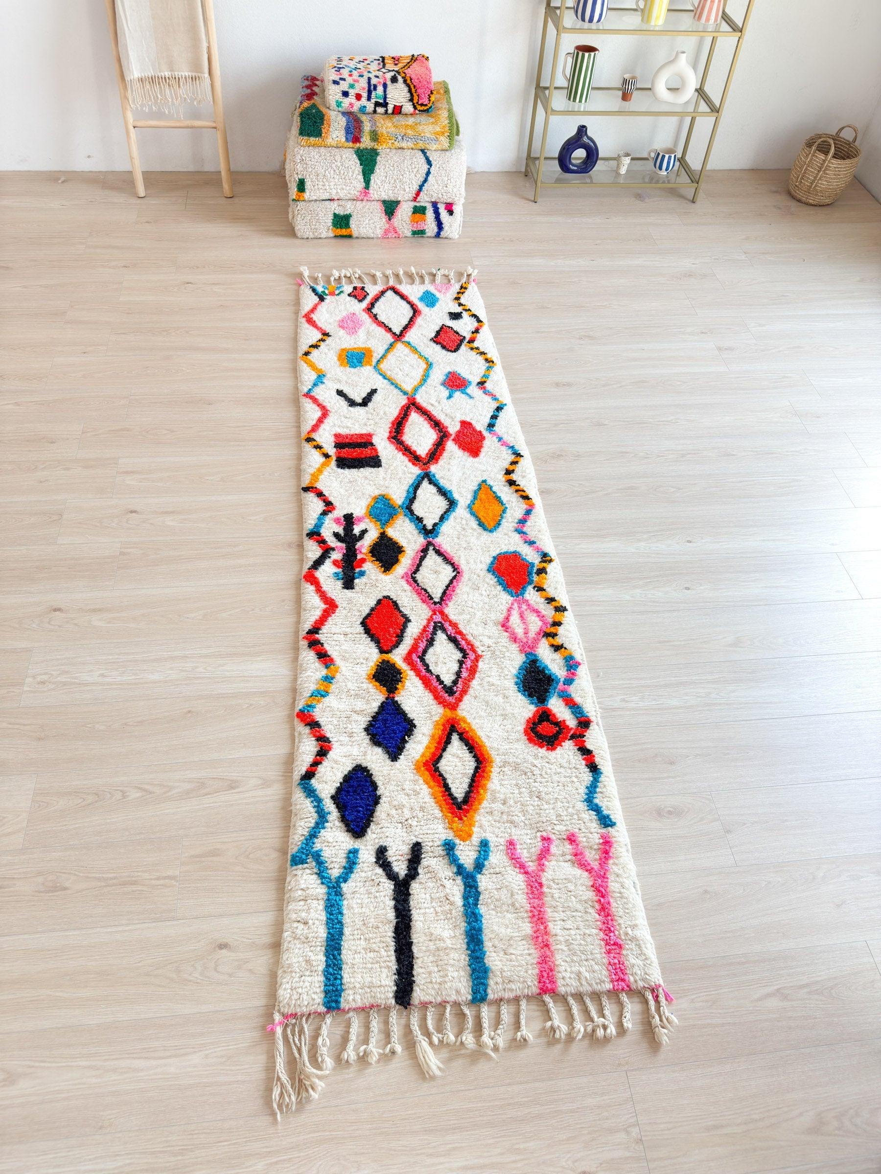 Tapis De Couloir Berbère Coloré 81 X 299 Cm - N°2224