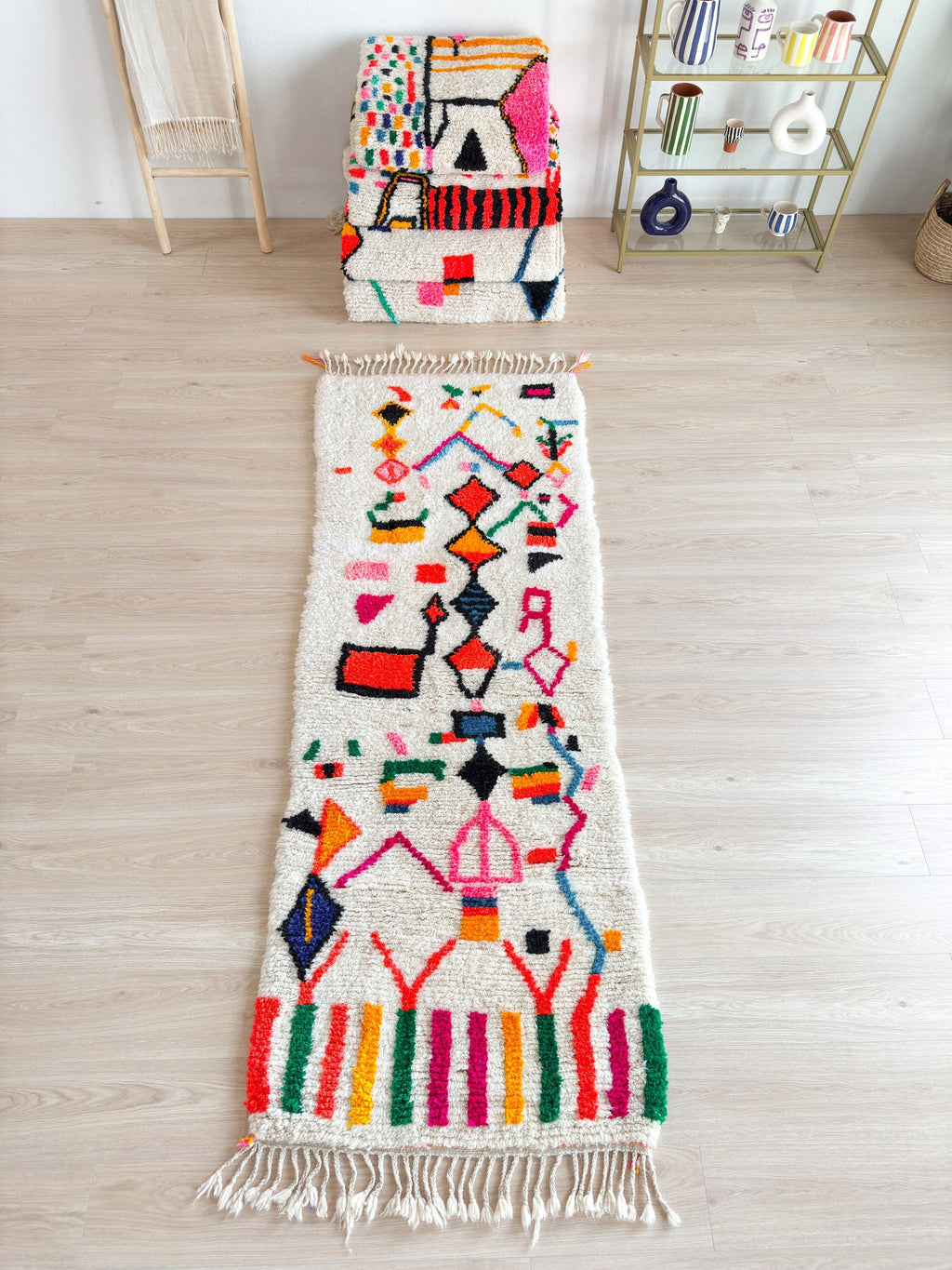 Tapis Berbère De Couloir Coloré  88 X 263 Cm - N°1870