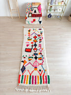 Tapis Berbère De Couloir Coloré  88 X 263 Cm - N°1870