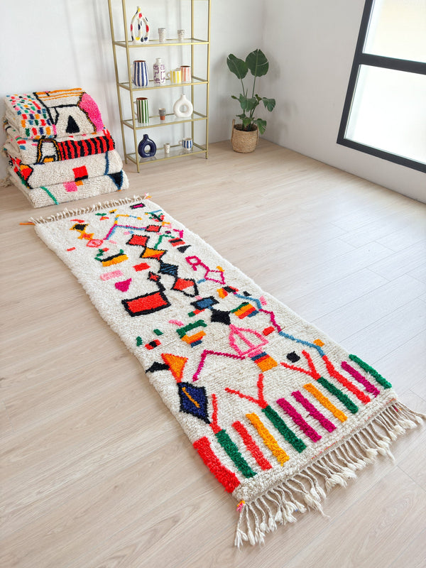 Tapis Berbère De Couloir Coloré  88 X 263 Cm - N°1870