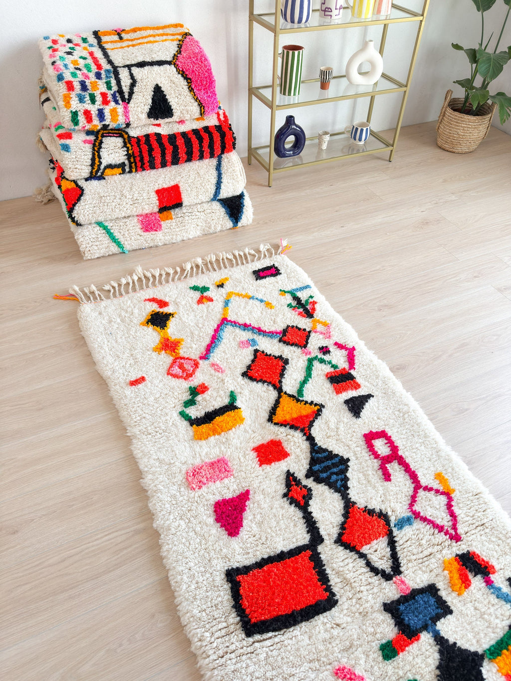 Tapis Berbère De Couloir Coloré  88 X 263 Cm - N°1870
