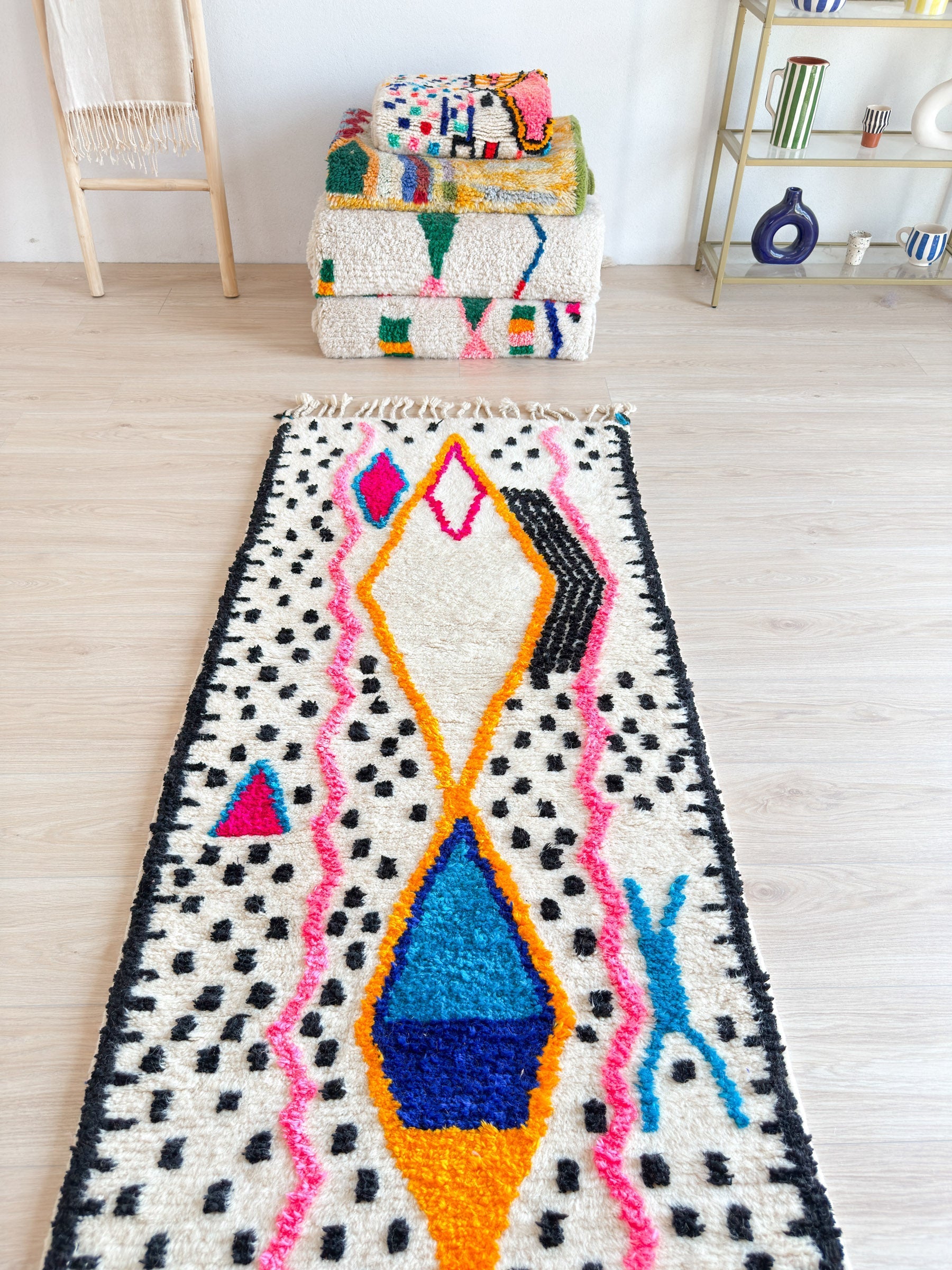 Tapis De Couloir Berbère Coloré 87 X 304 Cm - N°1965
