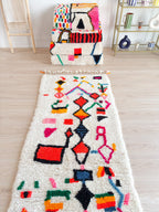 Tapis Berbère De Couloir Coloré  88 X 263 Cm - N°1870