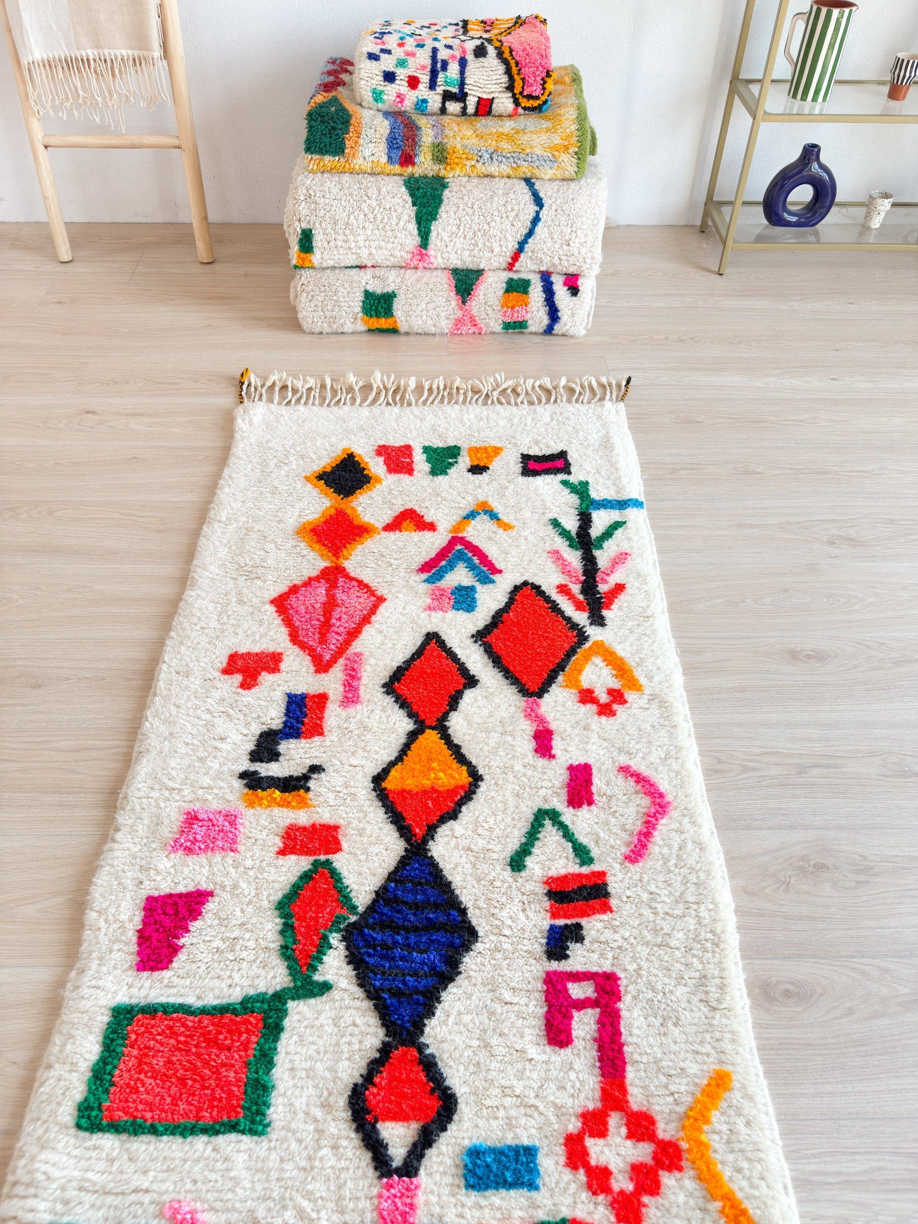 Tapis De Couloir Berbère Coloré 86 X 260 Cm - N°2232
