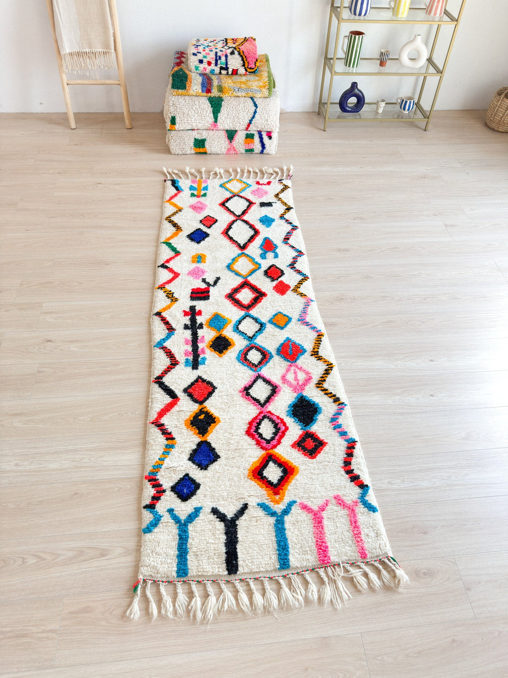 Tapis De Couloir Berbère Coloré 82 X 263 Cm - N°2234