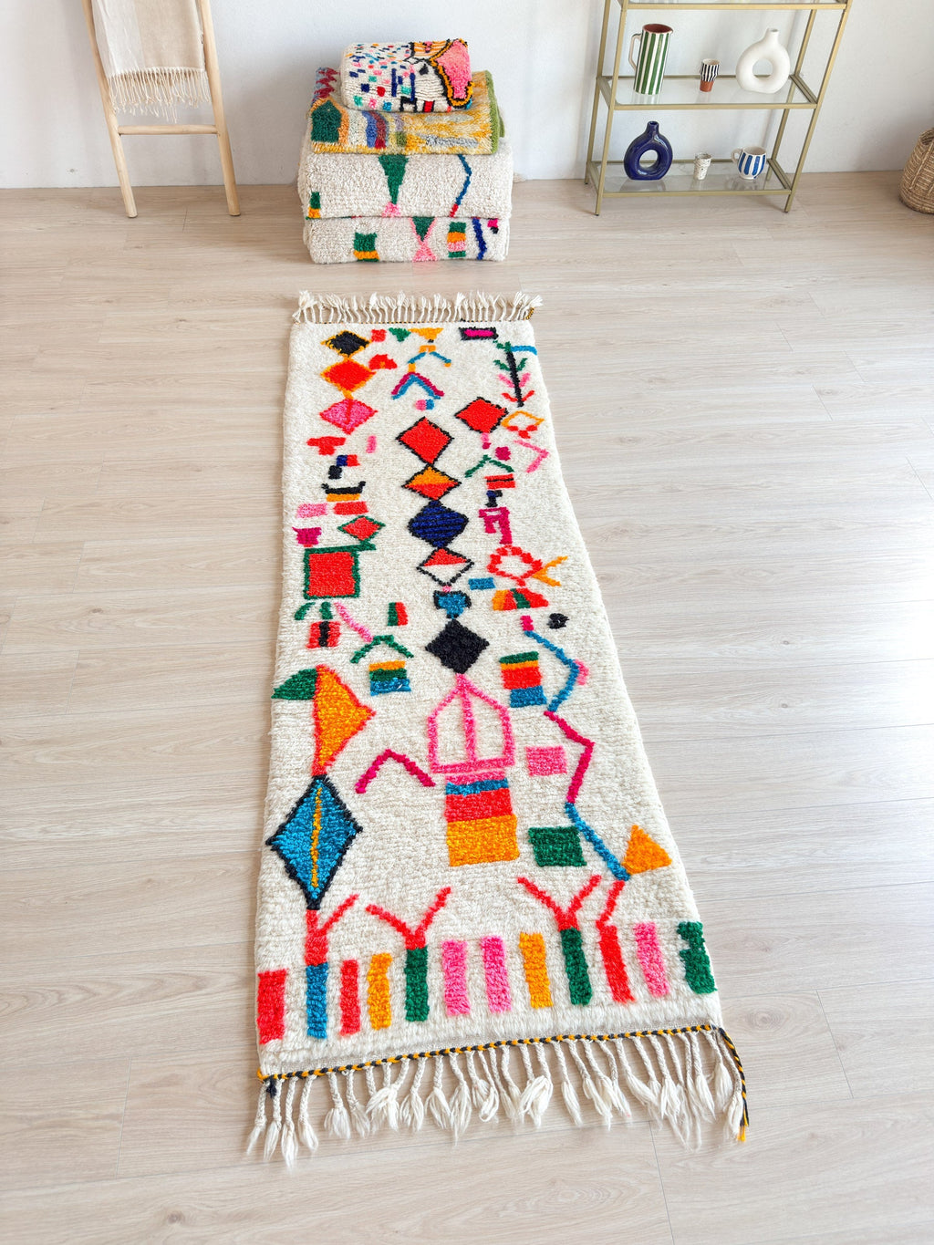 Tapis De Couloir Berbère Coloré 85 X 268 Cm - N°2222