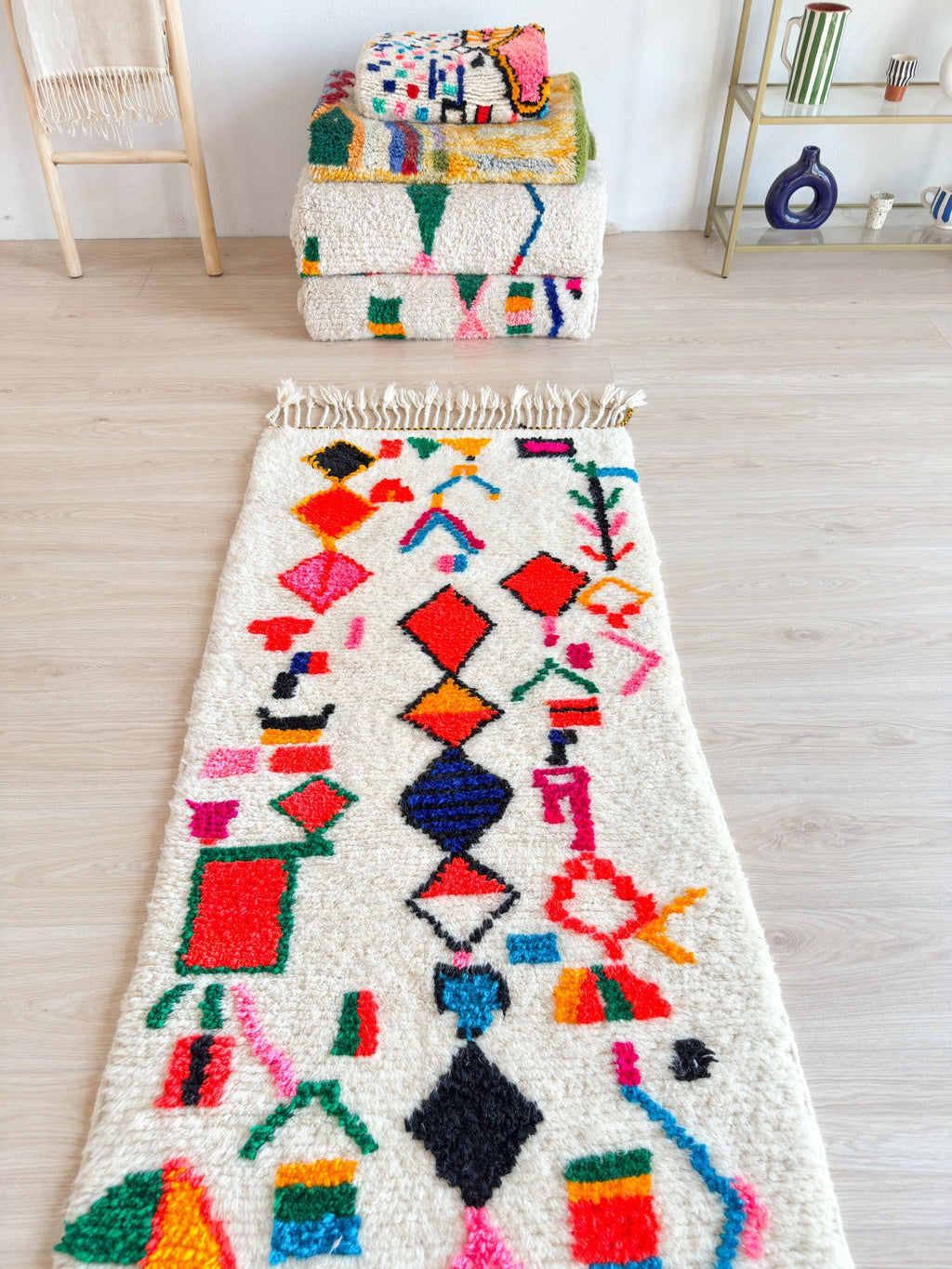 Tapis De Couloir Berbère Coloré 85 X 268 Cm - N°2222