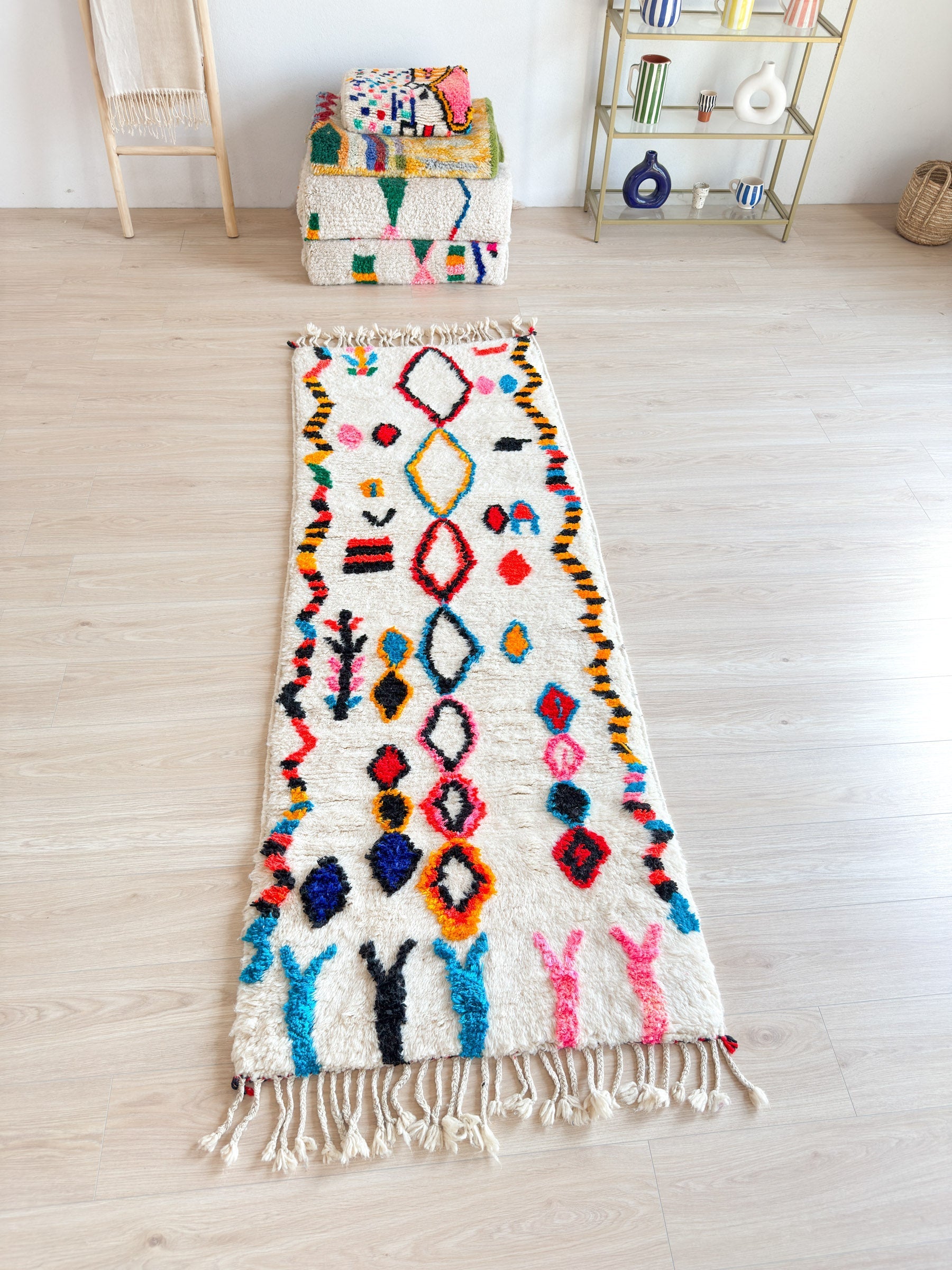Tapis De Couloir Berbère Coloré 86 X 256 Cm - N°2223