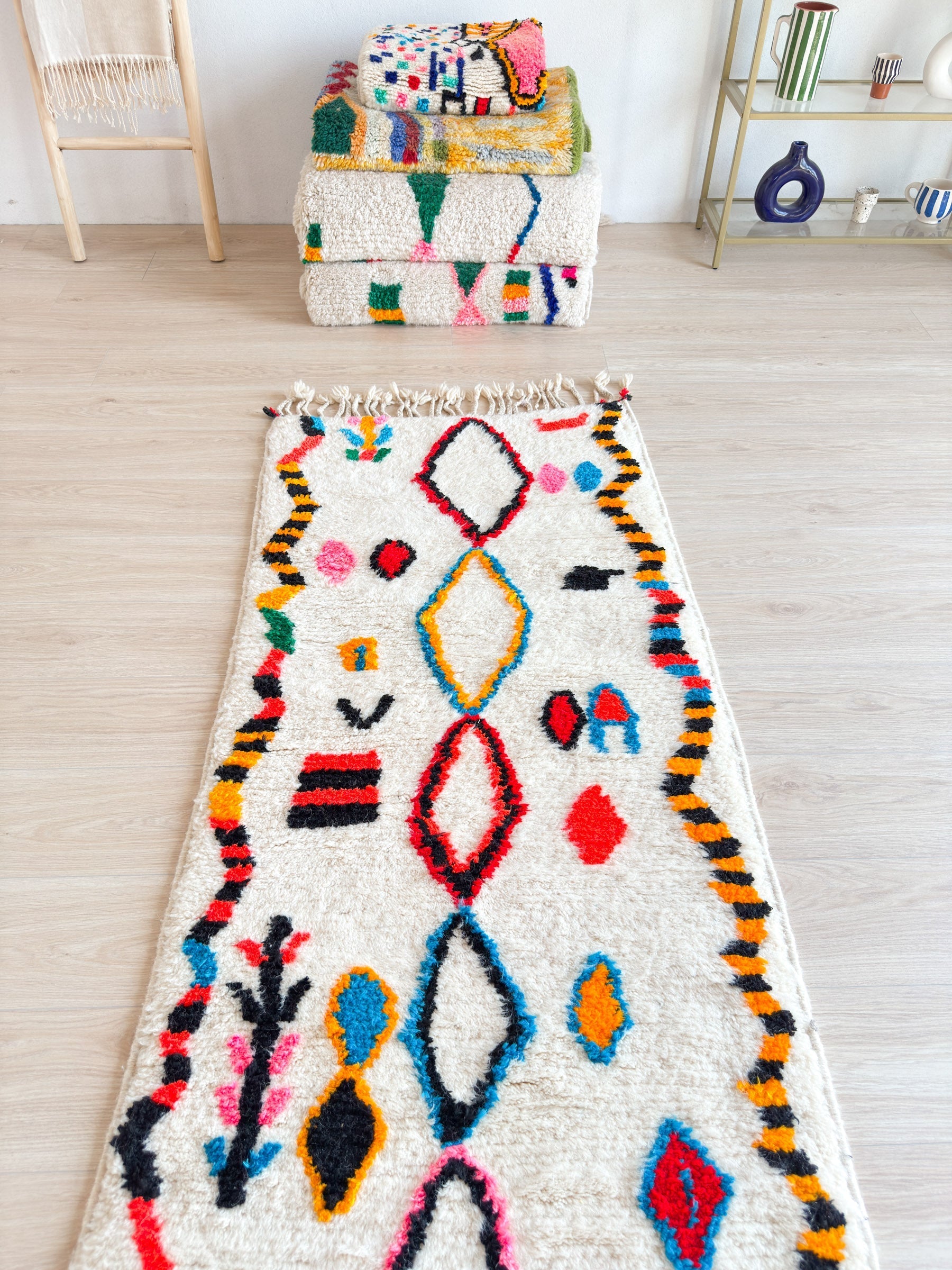 Tapis De Couloir Berbère Coloré 86 X 256 Cm - N°2223