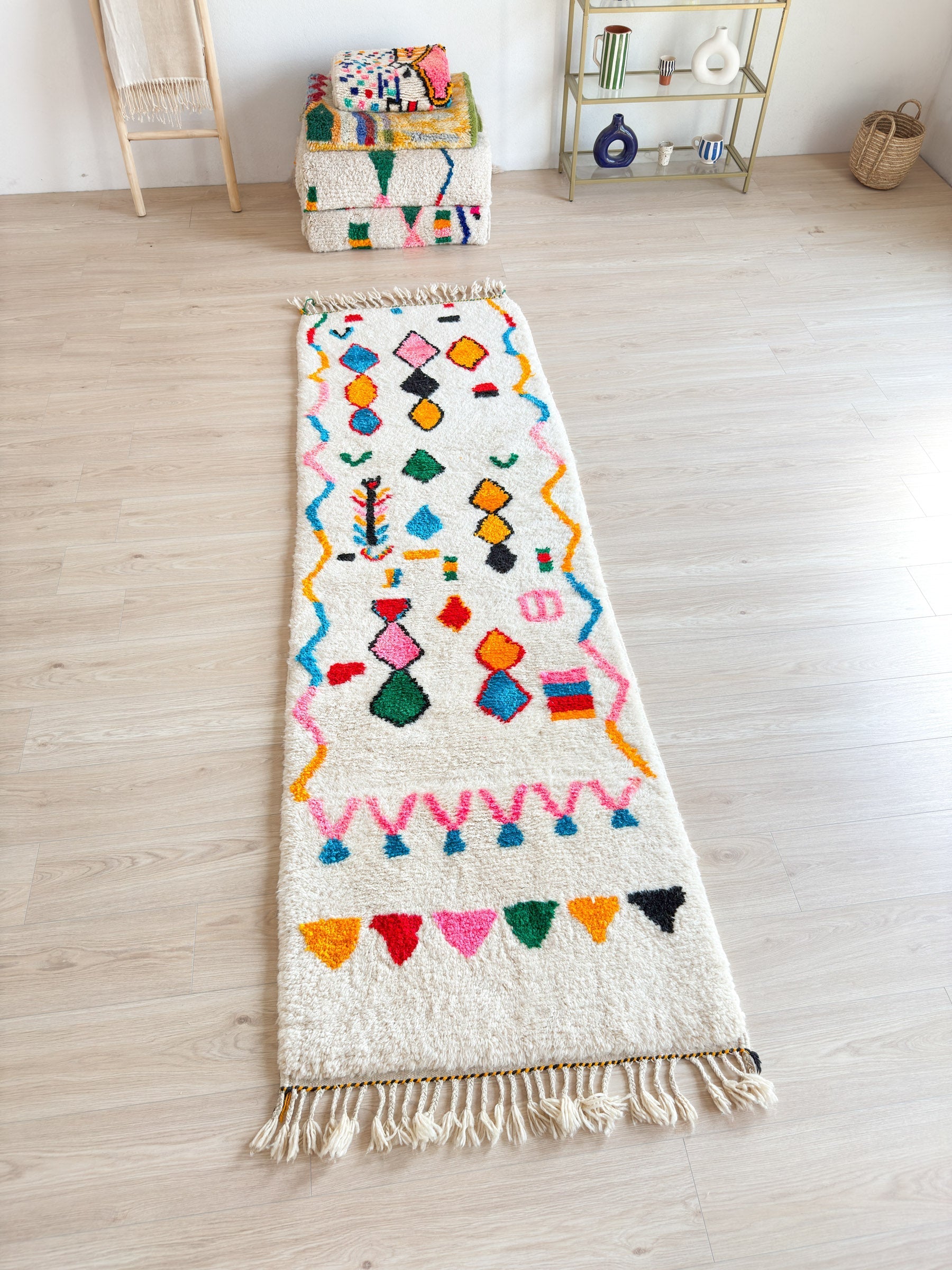Tapis De Couloir Berbère Coloré 90 X 295 Cm - N°2237