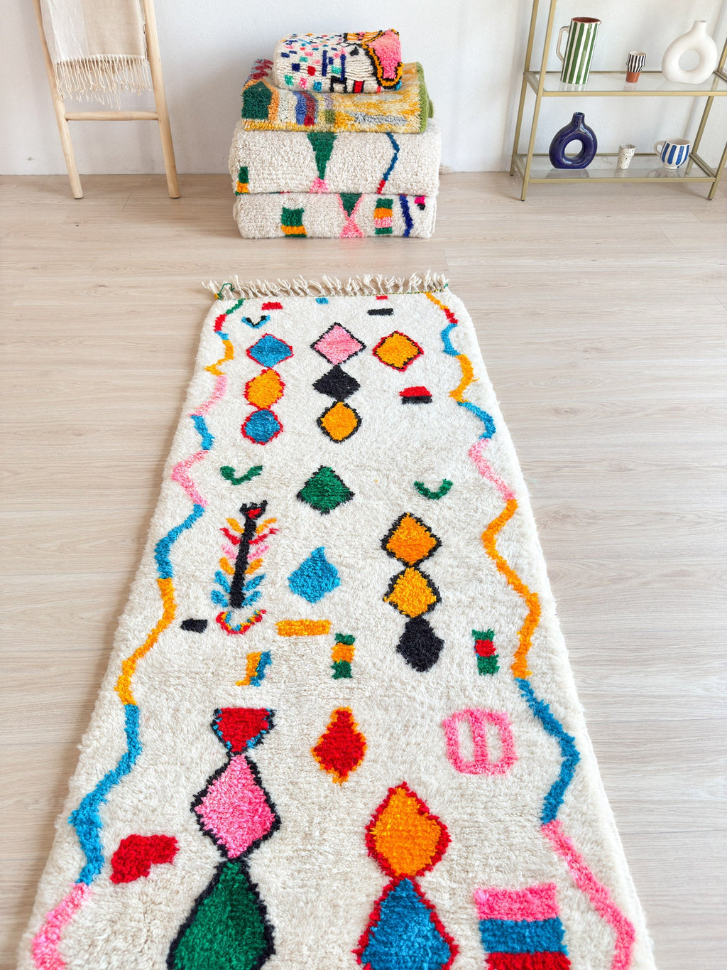 Tapis De Couloir Berbère Coloré 90 X 295 Cm - N°2237