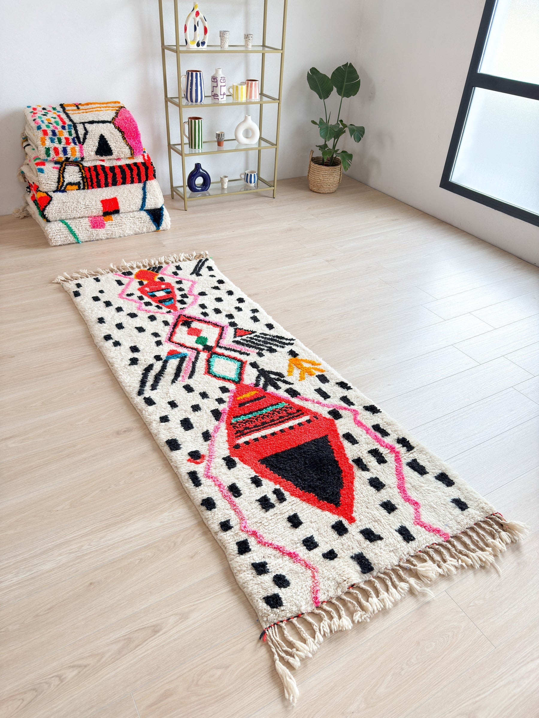 Tapis Berbère De Couloir Coloré 89 X 243 Cm - N°1479