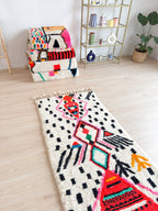 Tapis Berbère De Couloir Coloré 89 X 243 Cm - N°1479