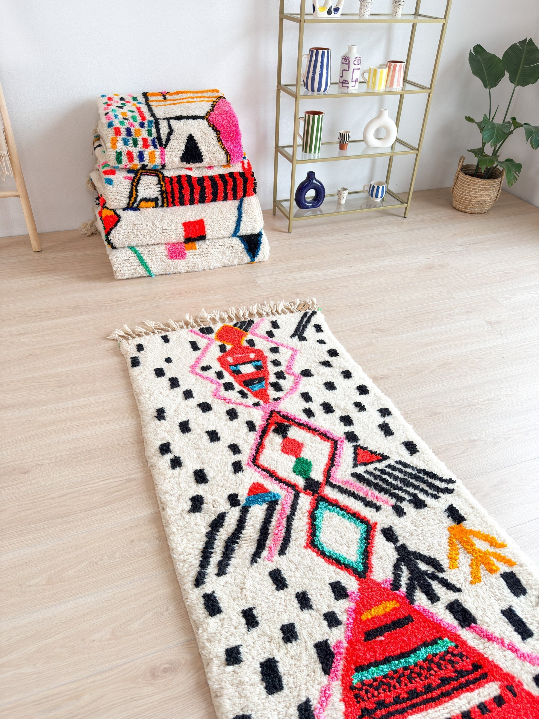 Tapis Berbère De Couloir Coloré 89 X 243 Cm - N°1479