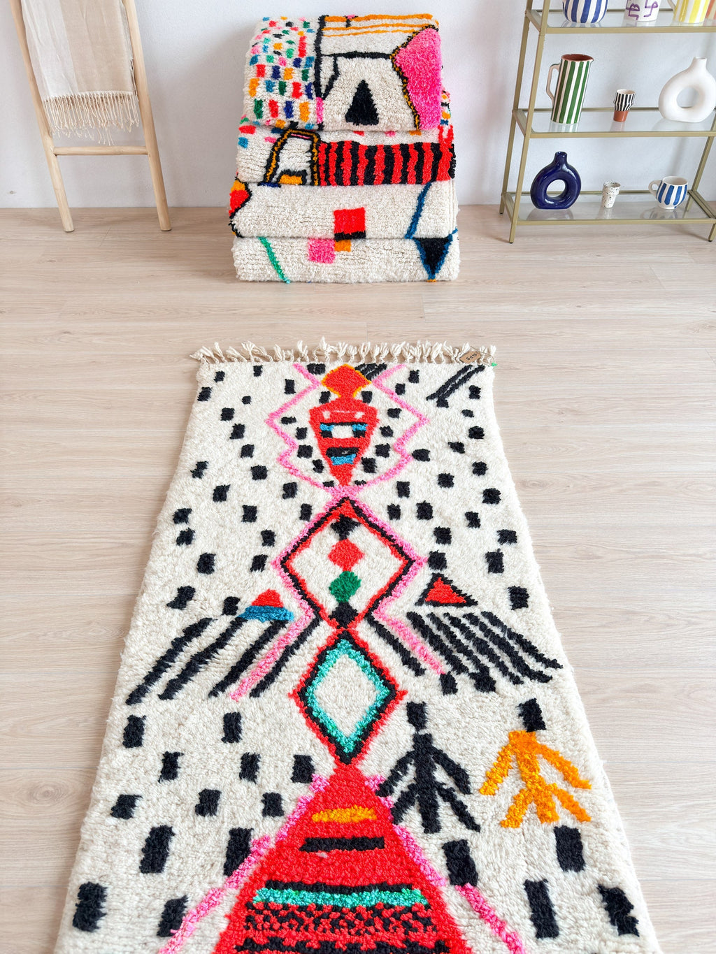 Tapis Berbère De Couloir Coloré 89 X 243 Cm - N°1479