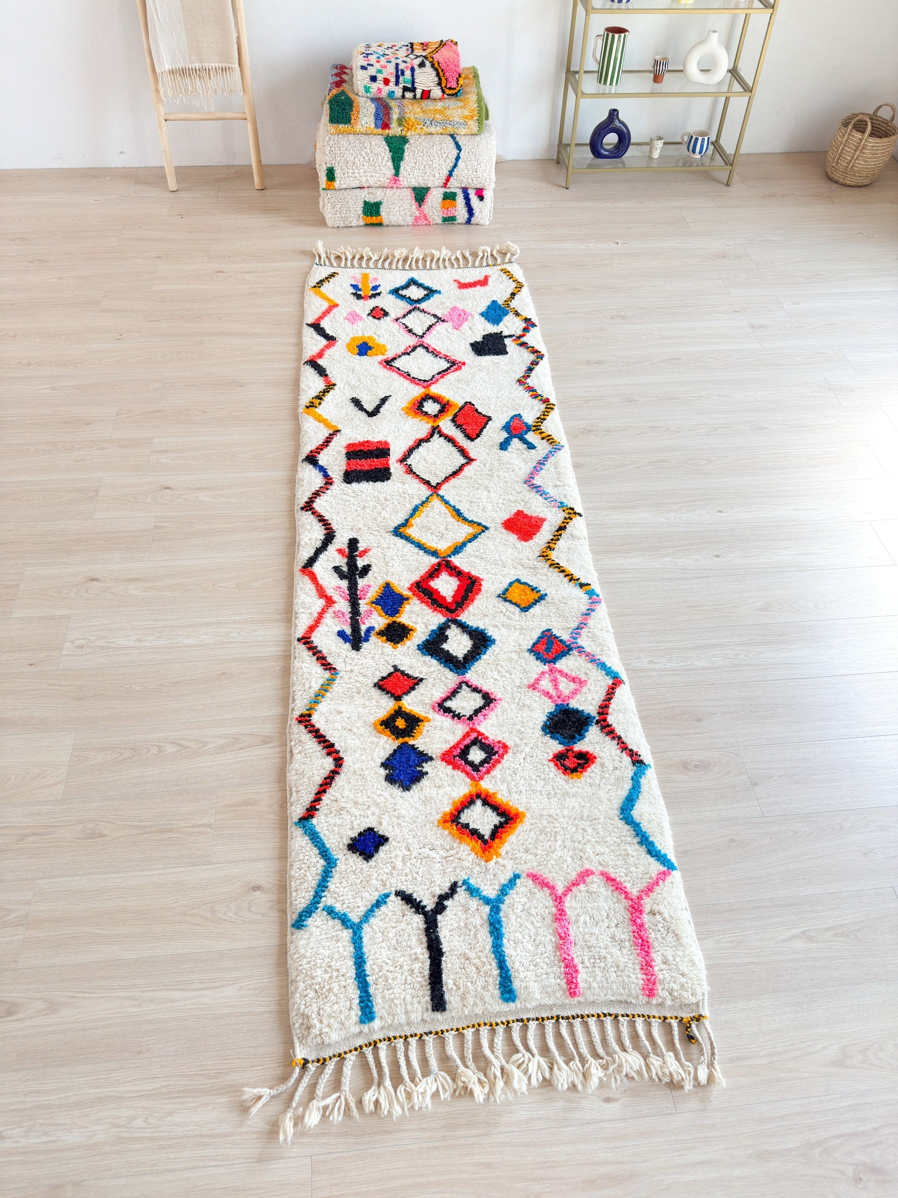 Tapis De Couloir Berbère Coloré 89 X 324 Cm - N°2243