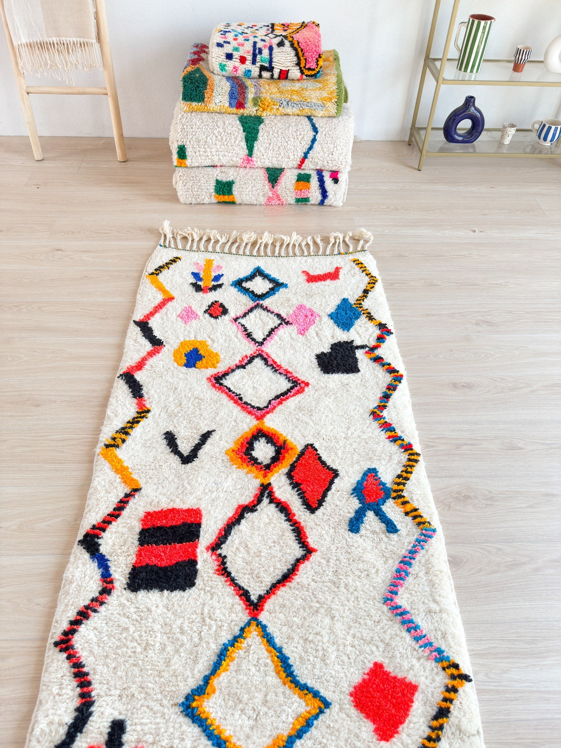 Tapis De Couloir Berbère Coloré 89 X 324 Cm - N°2243