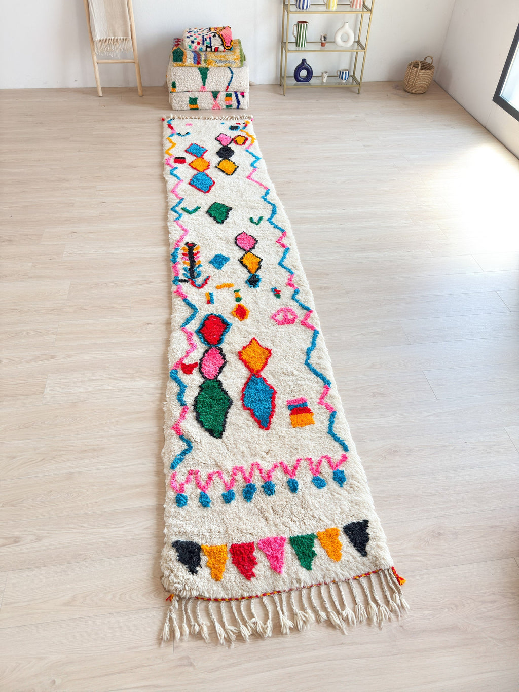 Tapis De Couloir Berbère Coloré 83 X 445 Cm - N°2225