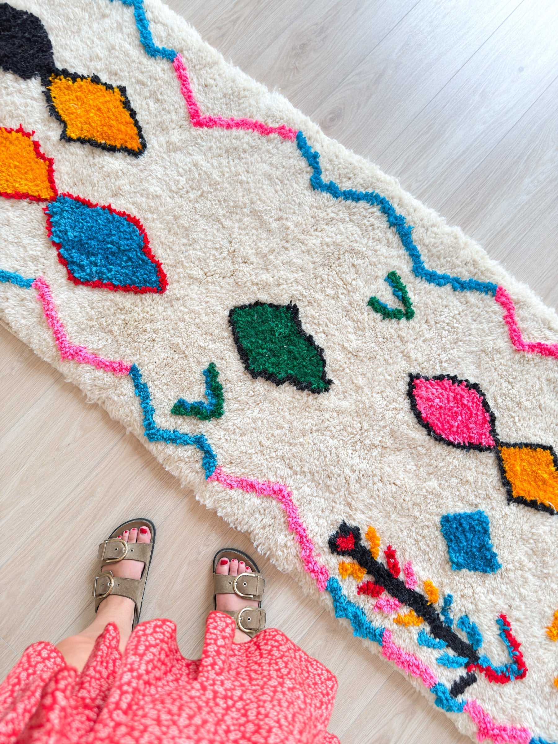 Tapis De Couloir Berbère Coloré 83 X 445 Cm - N°2225