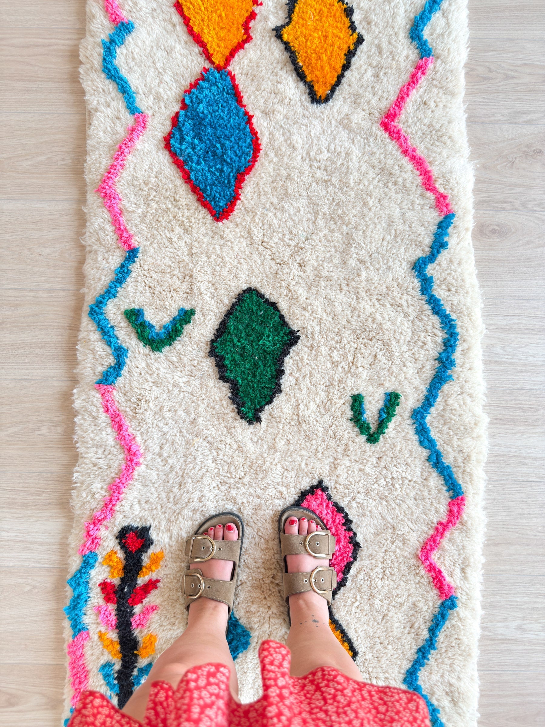 Tapis De Couloir Berbère Coloré 83 X 445 Cm - N°2225