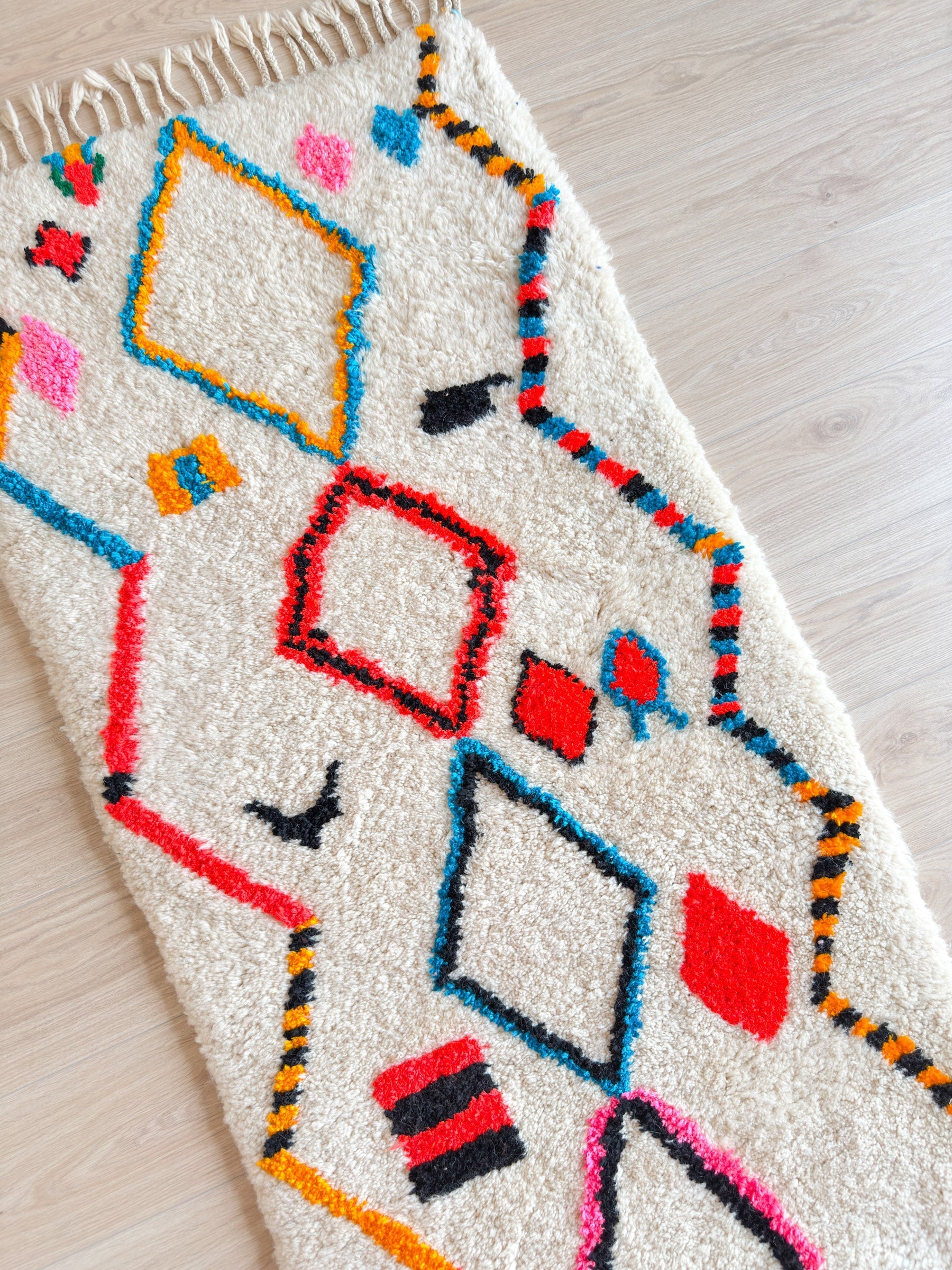 Tapis De Couloir Berbère Coloré 87 X 427 Cm - N°2215