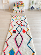 Tapis De Couloir Berbère Coloré 87 X 427 Cm - N°2215