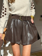 Short Amalia Similicuir Marron