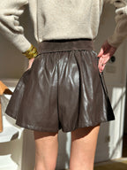 Short Amalia Similicuir Marron