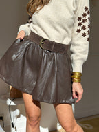 Short Amalia Similicuir Marron