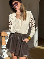 Short Amalia Similicuir Marron