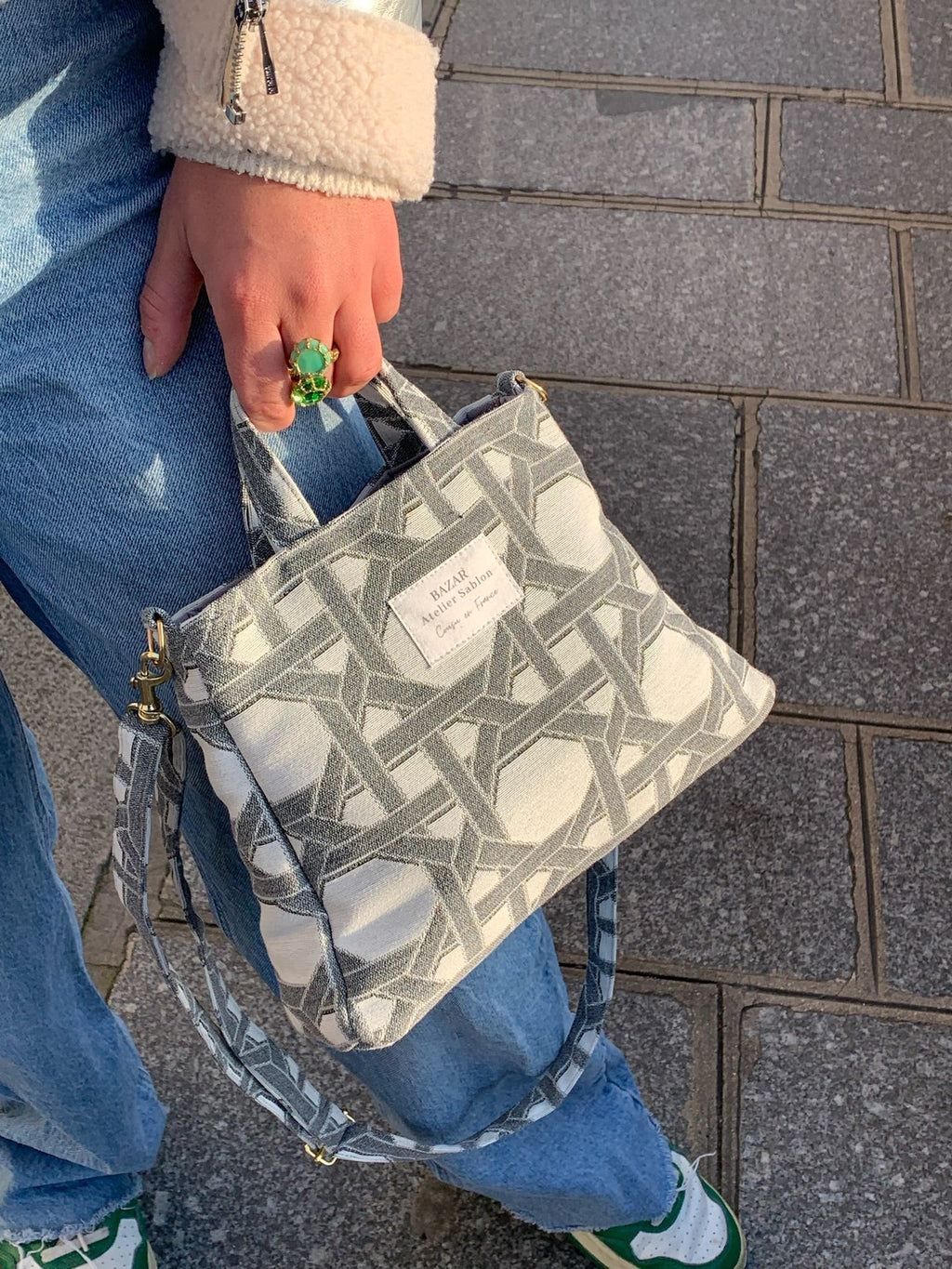 Mini Cabas - Cannage - Gris