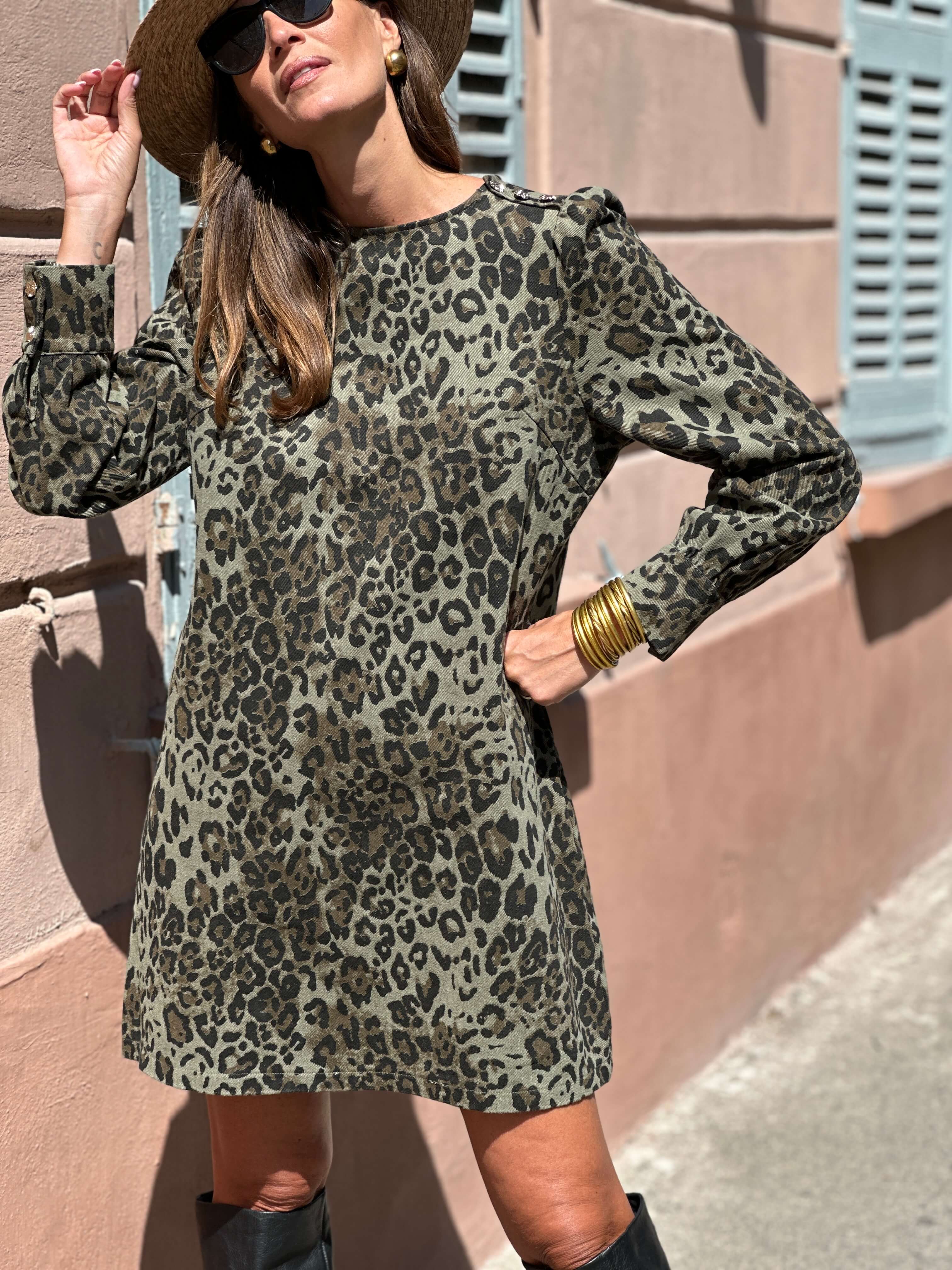 Robe Henriette - Leopard Kaki